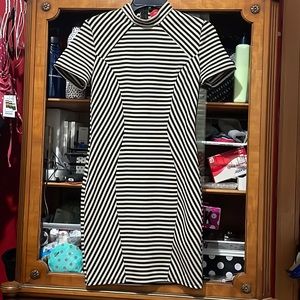 Akira Chicago Red Label Stripped Short Sleeve Bodycon Dress